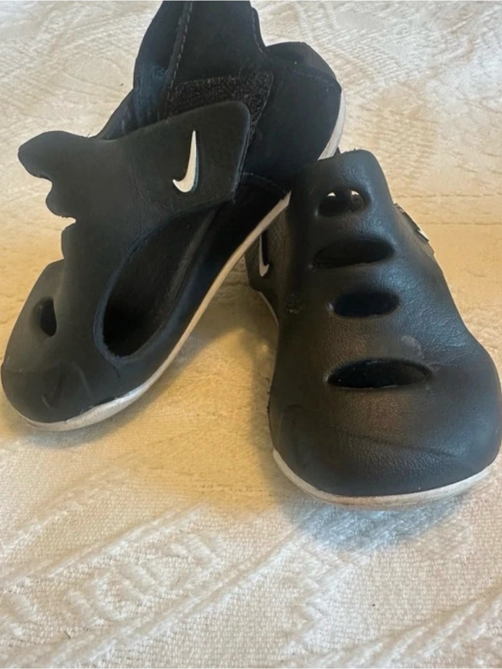 Nike Kids Black Slip-On Aqua Shoes with White Swoosh